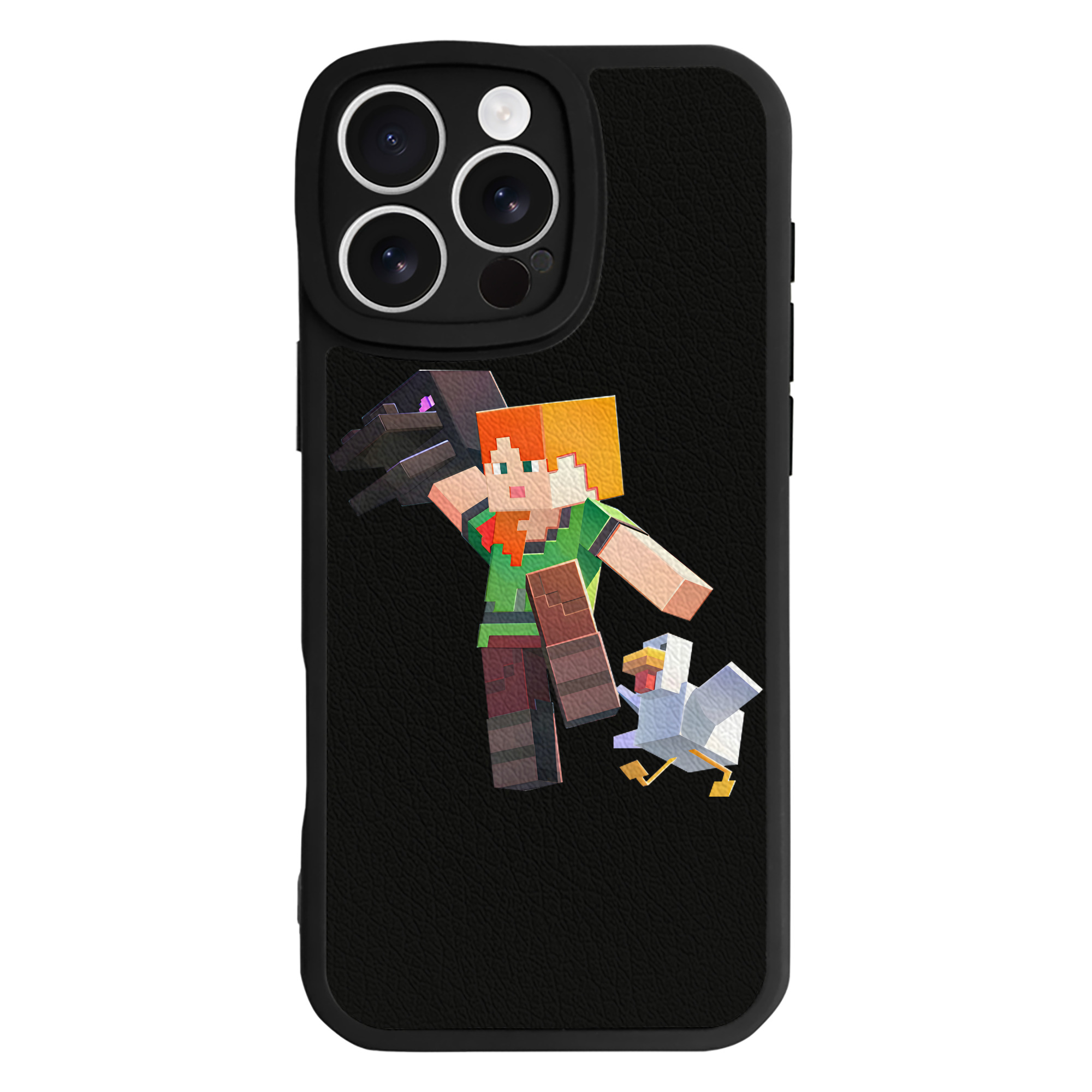 （画像用） マインクラフト ブロックの世界 Minecraft MC Block world 【iPhone 16シリーズ対応】シリコンスマホケース（レザー調） 材質：シリコン